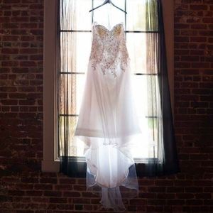 Sweetheart Sequin White Corset Wedding Dress Sz 22